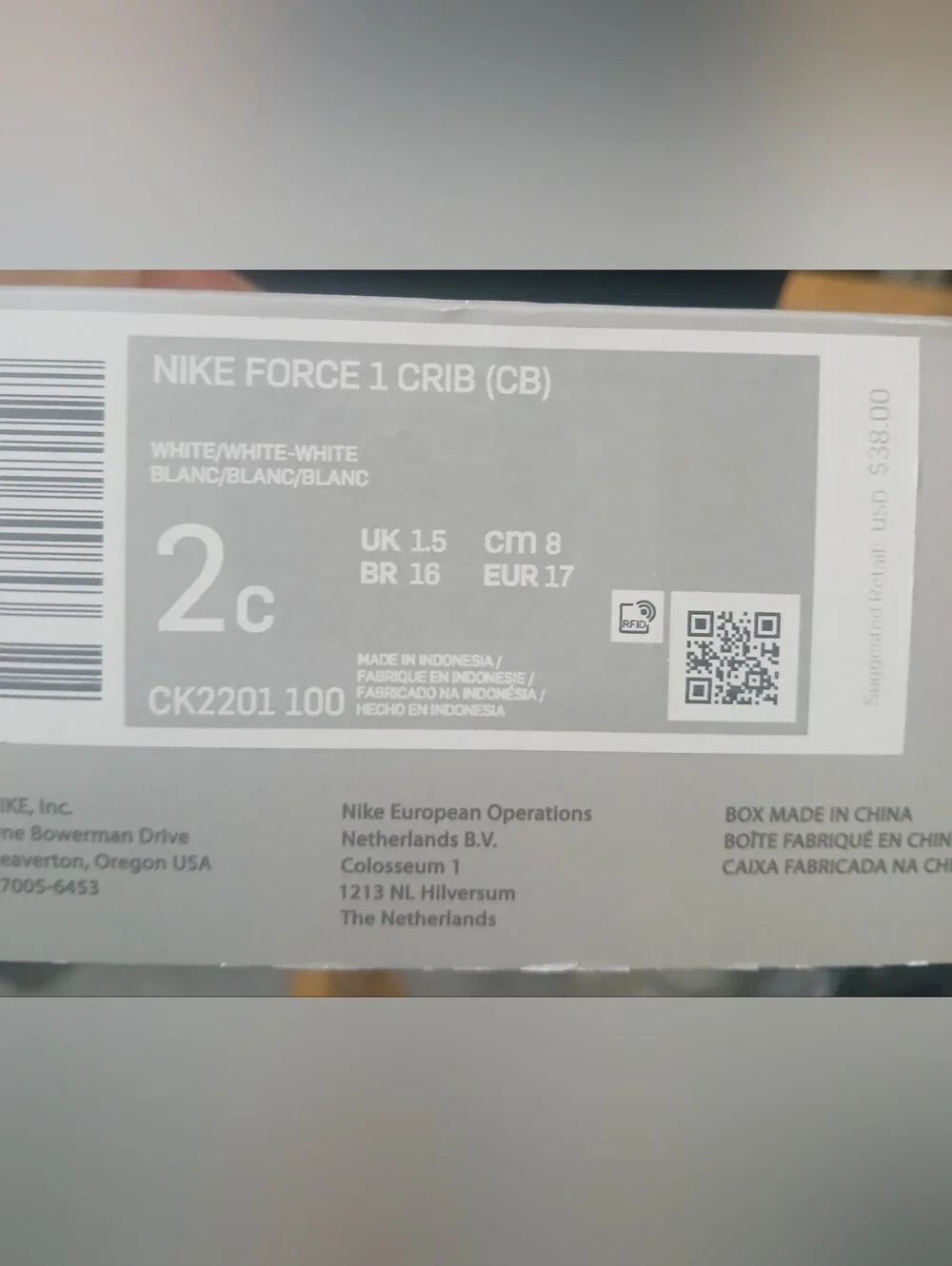 NWT Nike AF1 Baby Crib Shoes